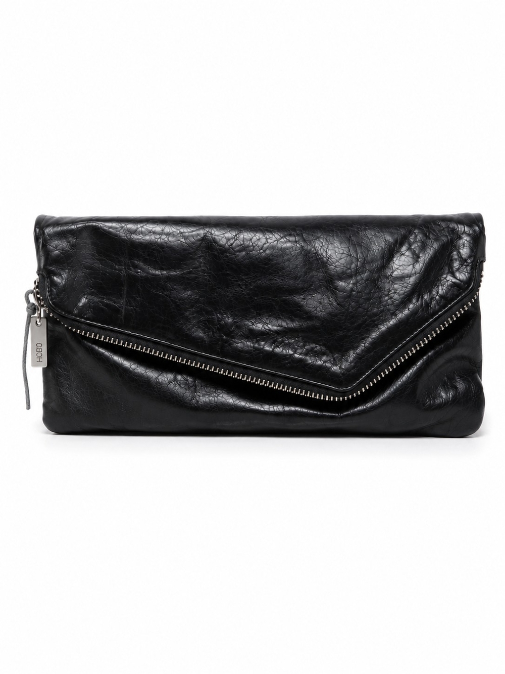 HOBO International Effe Black Vintage Leather Asymmetrical Clutch NWT